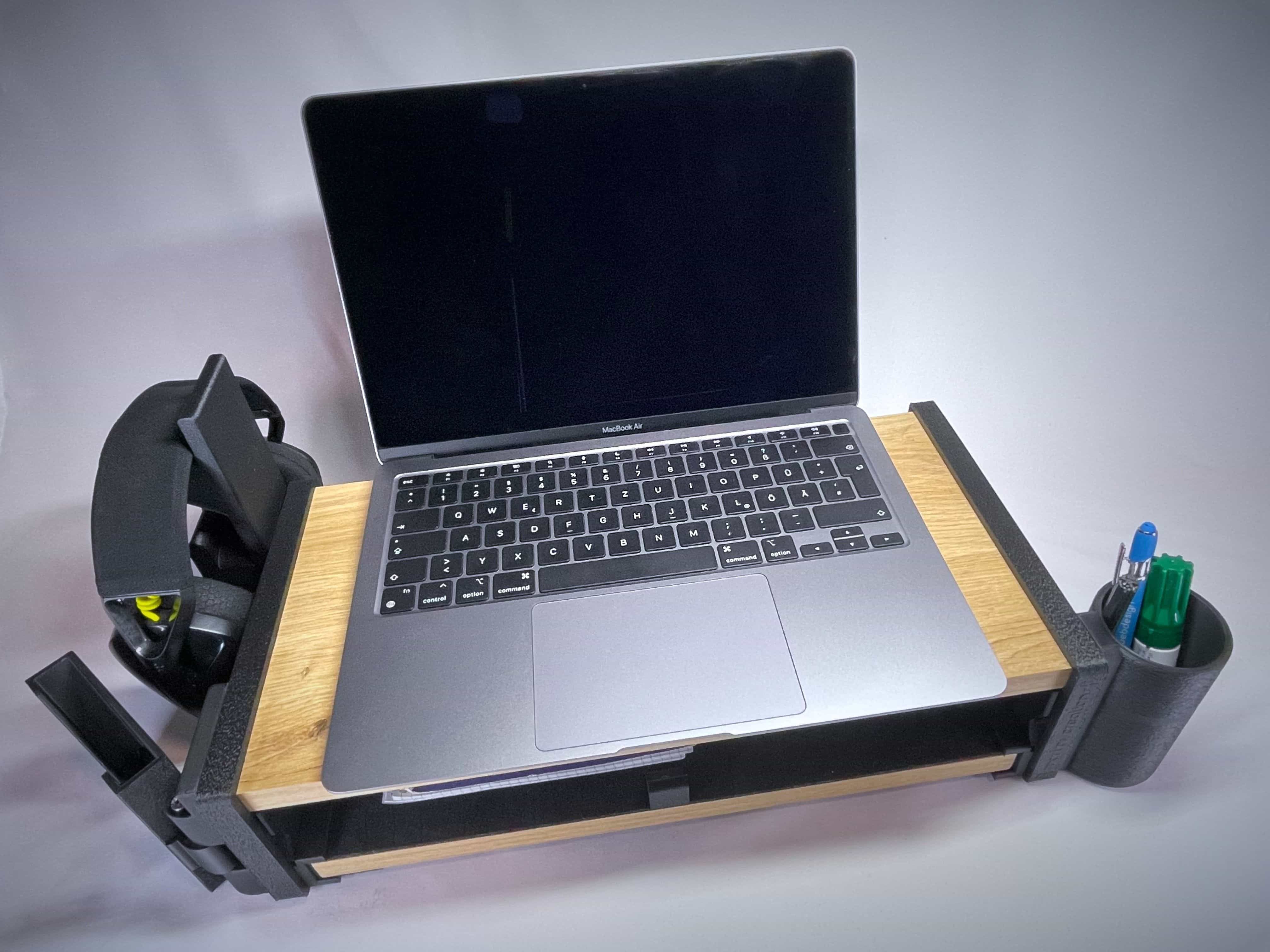 Ergonomischer Laptophalter & Monitorhalter mit magnetischem Zubehör – Hochwertiger Laptopständer aus Holz & 3D-Druck