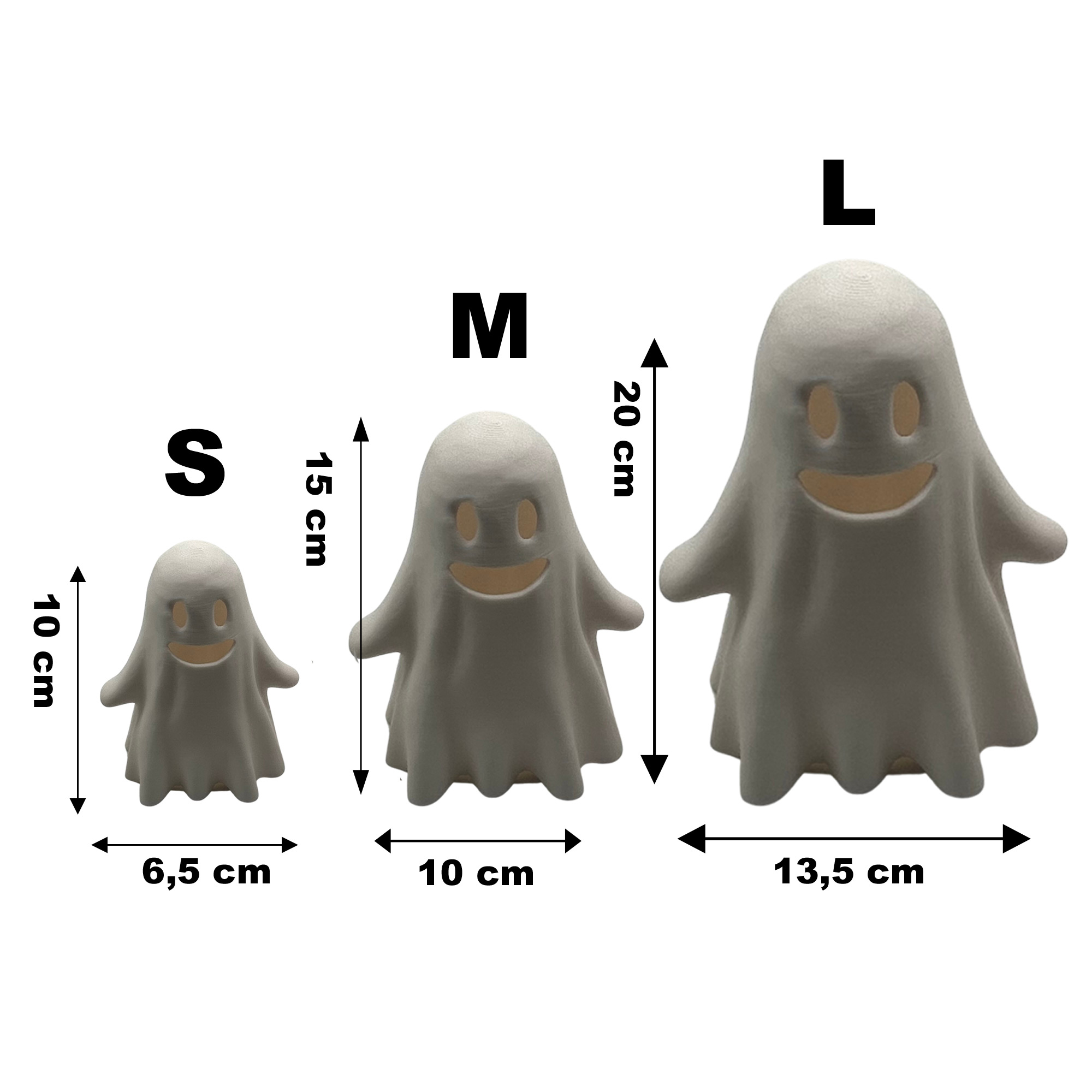 Halloween Geist mit Glow-in-the-Dark & LED – 3D-Druck Deko