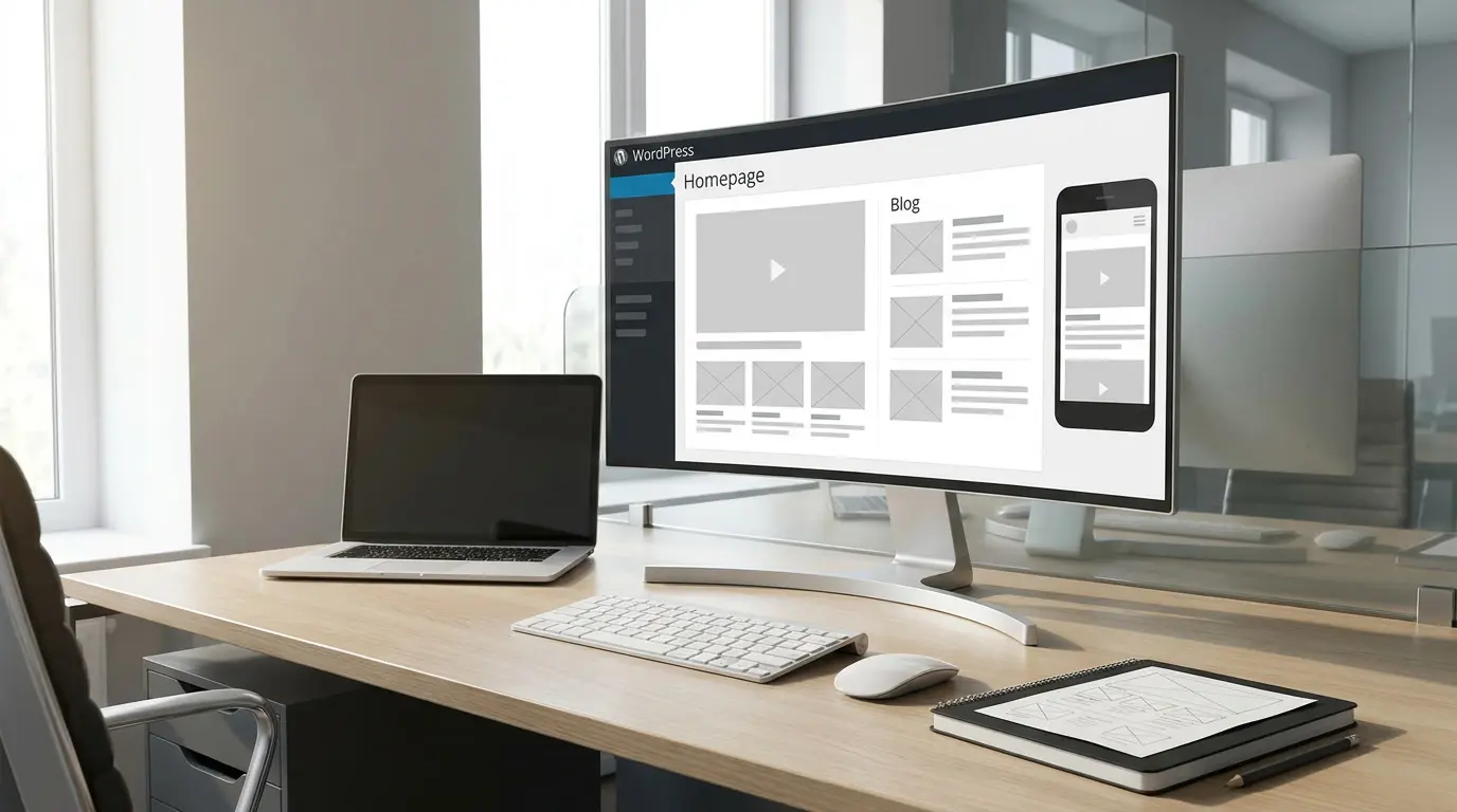 Individuell gestaltete WordPress-Website am Bildschirm